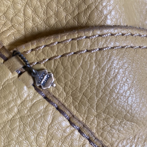SOLD Lucky Brand Leather Tote Bag Yellow Vintage Pebbled - Picture 12 of 12